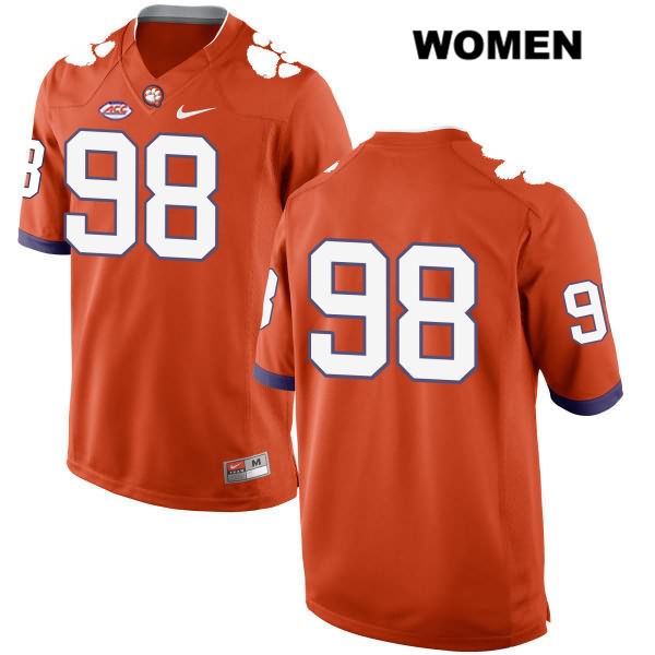 Women's Clemson Tigers #98 Steven Sawicki Stitched Orange Authentic Style 2 Nike No Name NCAA College Football Jersey MHJ8546TU